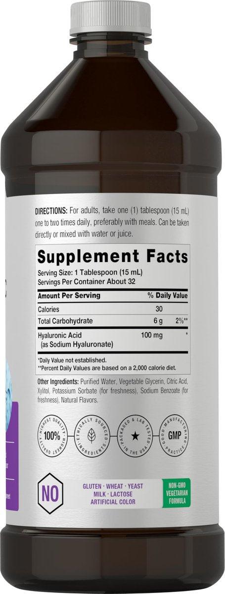 Horbäach Liquid Hyaluronic Acid Supplement | 100 mg | 16 oz | Mixed Berry Flavor | Non-GMO and Gluten Free Formula - görsel 3