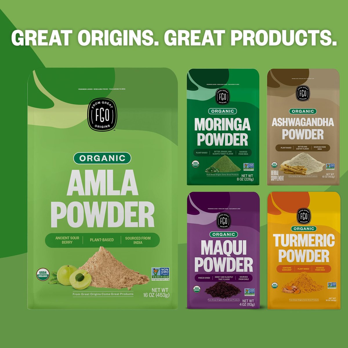 FGO Organic Amla Powder, 8oz, USDA Organic Indian Gooseberry (Amalaki), Non-GMO, Natural Vitamin C - 100% Raw and Natural (Pack of 1) - görsel 3