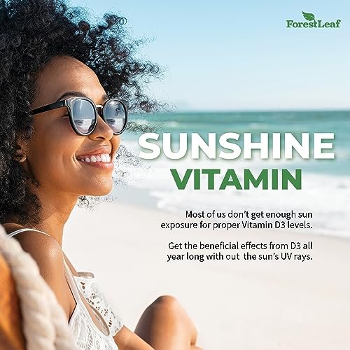 ForestLeaf Vitamin D3 5000 IU | VIT D - VIT D3 Vitamin D Supplements for Women and Men | Bone Health, Teeth and Immune Support | Easy to Swallow Pills | One Capsule Daily, 6-Month Supply, 180 Count - görsel 16