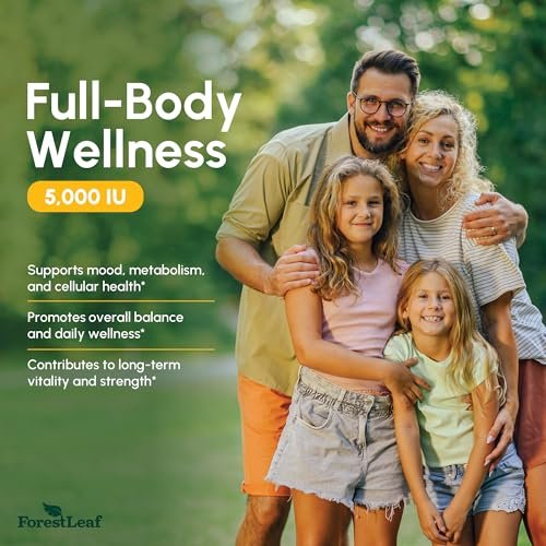 ForestLeaf Vitamin D3 5000 IU | VIT D - VIT D3 Vitamin D Supplements for Women and Men | Bone Health, Teeth and Immune Support | Easy to Swallow Pills | One Capsule Daily, 6-Month Supply, 180 Count - görsel 11