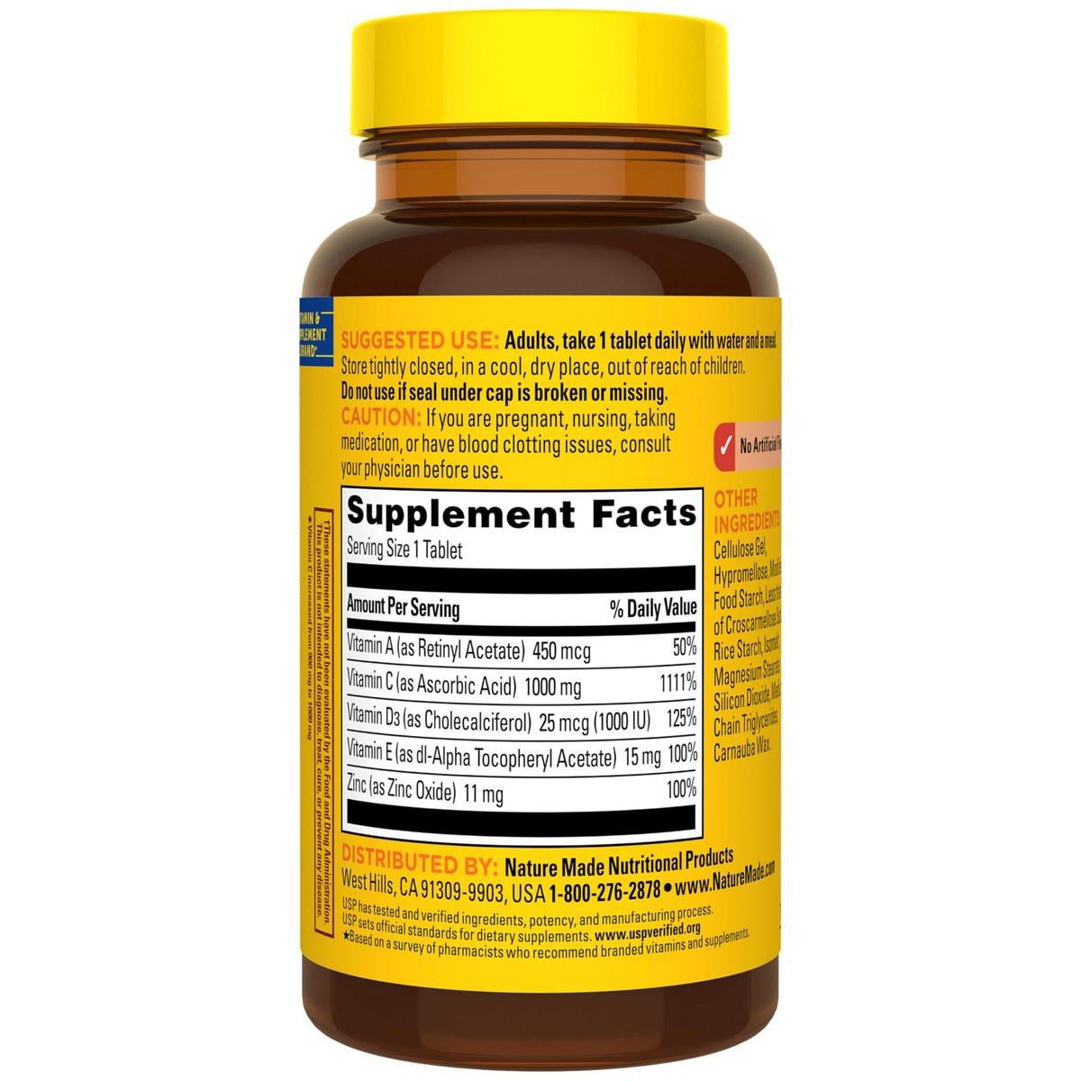 Nature Made Super C Tablets with Vitamin D3 and Zinc, Adult Vitamin C Immune Support Supplement, 60 Tablets for Daily Immune Support, 60 Day Supply - görsel 17