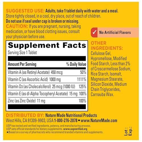Nature Made Super C Tablets with Vitamin D3 and Zinc, Adult Vitamin C Immune Support Supplement, 60 Tablets for Daily Immune Support, 60 Day Supply - görsel 16