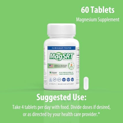 Jigsaw Health MagSRT | Magnesium Supplement with Vitamin B6, Folate & B12 | 120 Tablets | 30 Servings