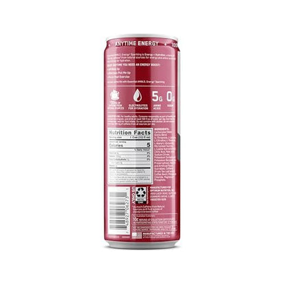 Optimum Nutrition Amino Energy Sparkling Hydration Drink, Electrolytes, Caffeine, Amino Acids, BCAAs, Sugar Free, Juicy Cherry, 12 Fl Oz, 12 Pack