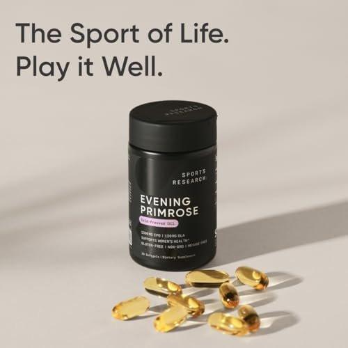 Sports Research Evening Primrose Supplement from Cold Pressed Oil - Softgels for Women’s Health & Skin Health - Gluten Free & Non-GMO GLA - High Potency 1300mg, 30 Count - görsel 13