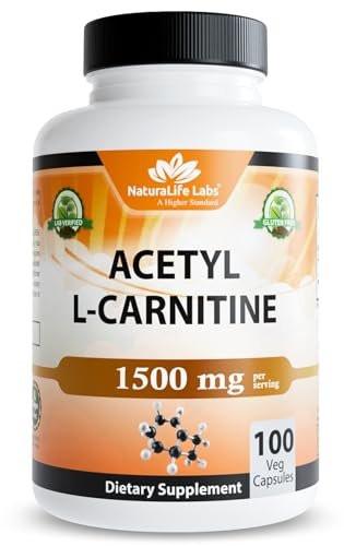 NaturaLife Labs Acetyl L-Carnitine (ALCAR) 1500 mg per Serving – 100 Capsules – Non-GMO, Gluten-Free, Vegan - görsel 2