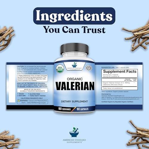 American Standard Supplements Organic Valerian – Vegan, Gluten Free, Non-GMO, 90 Capsules, 90 Servings - görsel 11