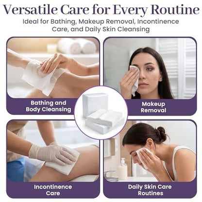 Disposable Dry Wipes, 50 Pack – Ultra Soft Non-Moistened Cleansing Cloths for Adults, Incontinence, Baby Care, Face Makeup Removal – 9.5" x 13.5" - Hospital Grade, Durable – by ProHeal