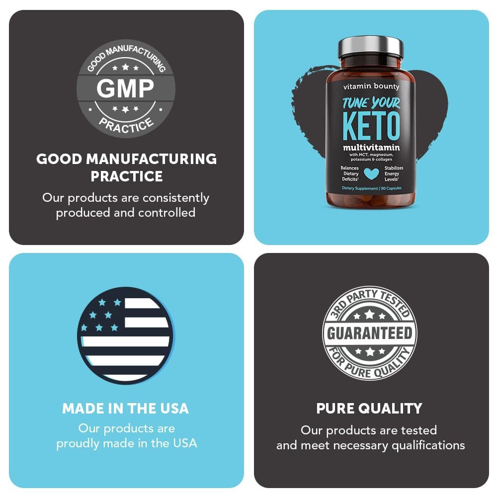 Vitamin Bounty Tune Your Keto Multivitamin with Magnesium & Potassium - Daily Supplements for Men & Women on Keto Diet - Energy & Cramp Relief - Ketosis Support - GLP-1 Support - 90 Capsules - görsel 8