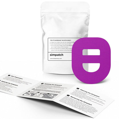 SIMPATCH – Omnipod Adhesive Patch with Strap (25-Pack) – Waterproof Adhesive, CGM Tape (Purple)