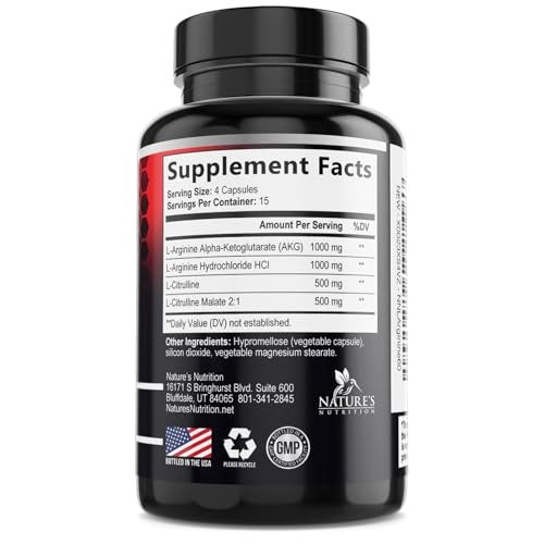 Nitric Oxide Booster Extra Strength - 3X Strength L-Arginine & Citrulline Supplement - Best Nitric Oxide Supplements for Men - Supports Muscle, Heart Health, Energy - Bottled in USA - 240 Capsules - görsel 12
