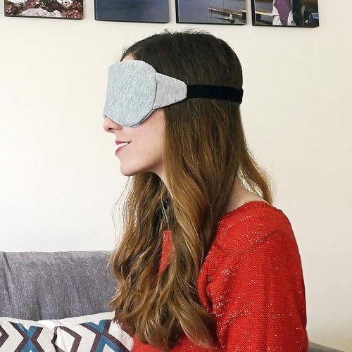 Kimkoo Sleep Mask - Eye Mask for Sleeping, Sleeping Mask Blocking Out Light Perfectly for Women and Men, Soft and Comfortable Blindfold for Travelling, with Pouch (Black+Gray) - görsel 2