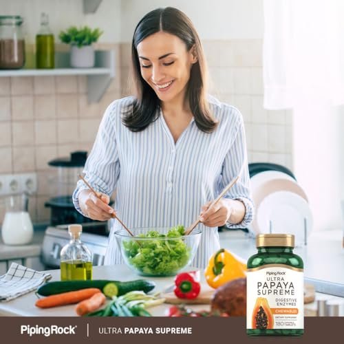 Piping Rock Papaya Digestive Enzymes Chewable | 180 Tablets | Ultra Supplement for Women and Men | Carica Papaya | Vegetarian, Non-GMO, Gluten Free - görsel 10