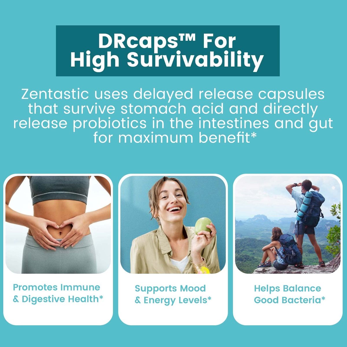 Zentastic Probiotics & Prebiotics Supplement - 50 Billion CFU - for Men & Women’s Immune & Digestive Health - 16 Strains - Shelf Stable - 60 Delayed Release Veggie Capsules - görsel 12