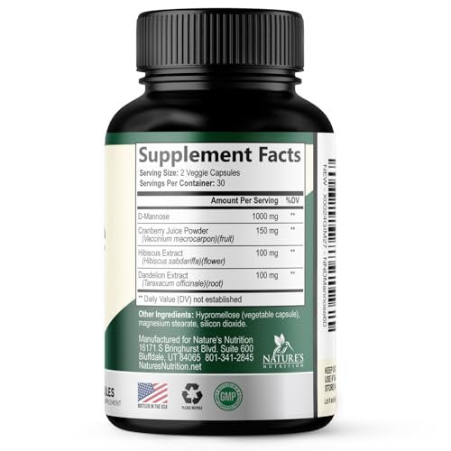 D-Mannose 1000mg Per Serving - Cranberry & Hibiscus - Effective Fast-Acting, Flush The Impurities for Bladder, Urinary Tract Health Support Supplement, for Women and Men, USA Bottled - 60 Capsules - görsel 13