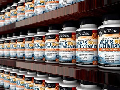 Once Daily Multivitamin for Men 50 and Over - Supplement for Heart Health Support - with Zinc, A, B, C, D3, E Vitamins - for Memory & Brain Health Support - Designed for Whole Body Health - 60 Count