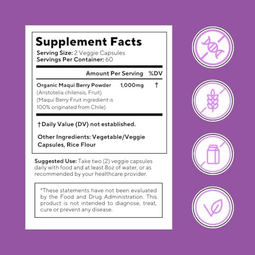 Vitapia Maqui Berry 1000mg - Maqui Berry Powder Supplement - Vegan Friendly, Non-GMO and Gluten-Free - 120 Veggie Capsules - görsel 13