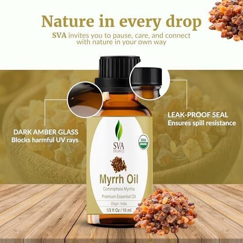 SVA Myrrh Essential Oil Organic – 1/3 Fl Oz – 100% Natural Organic Myrrh Oil - for Diffuser, Hair Care, Face, Skin Care, Aromatherapy, Scalp and Body Massage, Soap and Candle Making - görsel 5