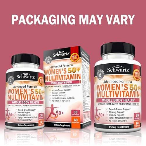 Daily Multivitamin for Women 50 & Over – Memory Support Supplement – Promotes Stress Reduction & Healthy Immune Response – Women's Multivitamin Supplement Designed for Stomach Comfort - 60 Capsules - görsel 4
