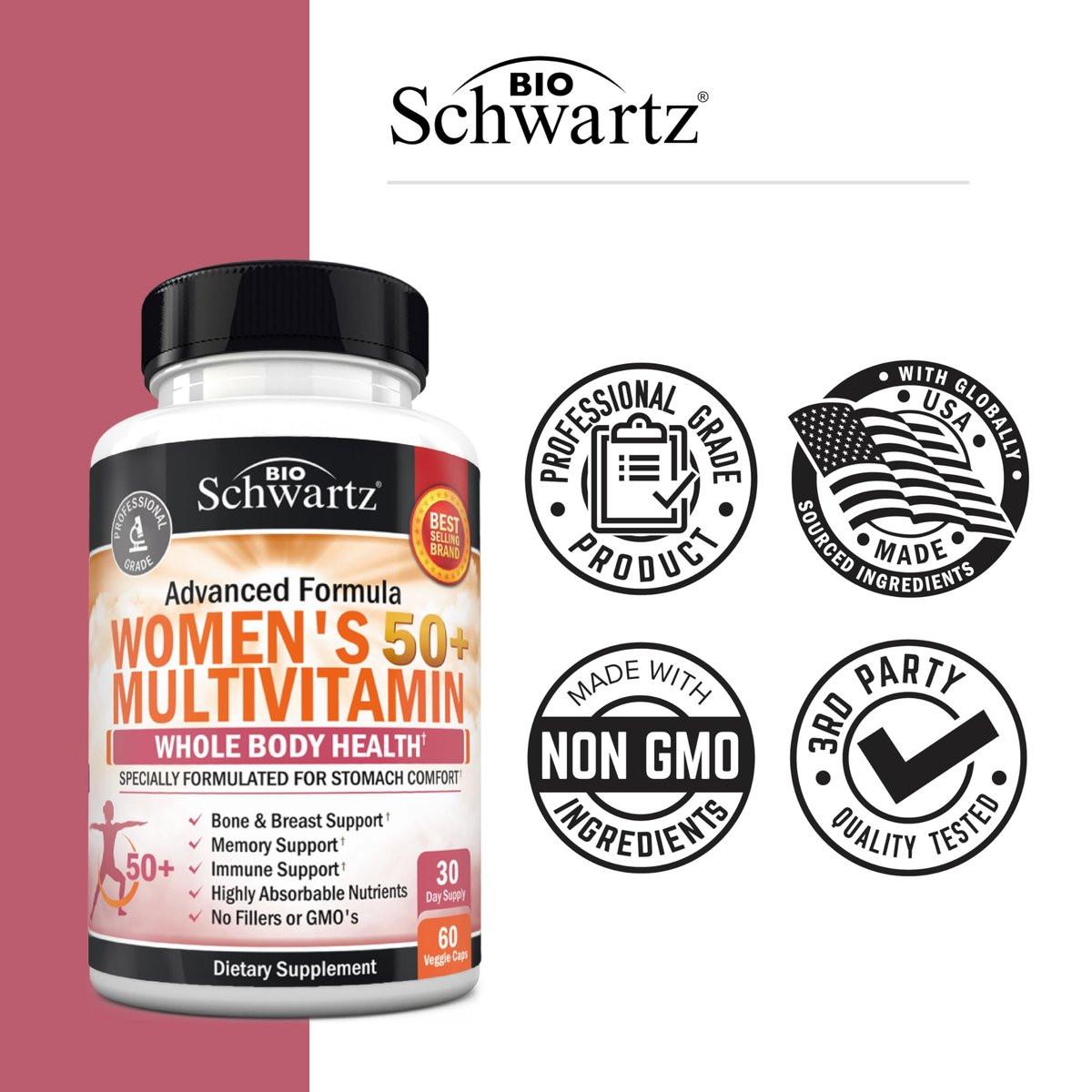 Daily Multivitamin for Women 50 & Over – Memory Support Supplement – Promotes Stress Reduction & Healthy Immune Response – Women's Multivitamin Supplement Designed for Stomach Comfort - 60 Capsules - görsel 13
