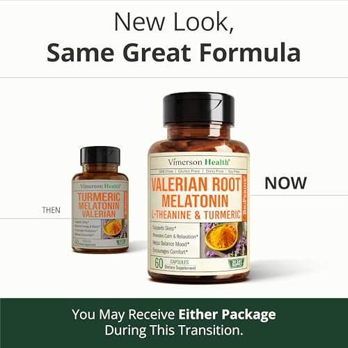 Melatonin 3mg + Valerian Root for Sleep, Daily Calm & Stress Relief Support – Natural Sleep Aid: Organic Turmeric Melatonin Valerian Supplement with L-Theanine, Ginger & Black Pepper – 60 Capsules - görsel 13