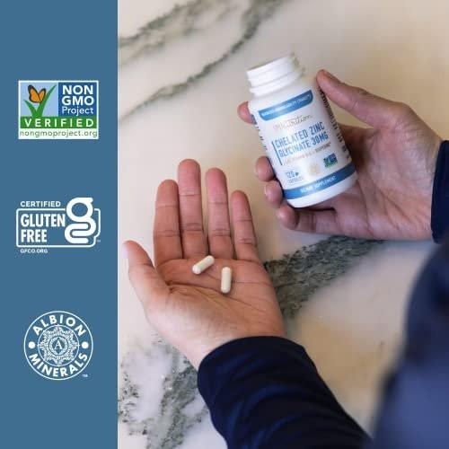 Chelated Zinc Supplements | Zinc Glycinate 30mg | Highly-Absorbable TRAACS Chelated Bisglycinate, Vitamin B6 and BioPerine | Immune Support, Acne & Energy | Non-GMO, Gluten-Free | 120 Capsules - görsel 17