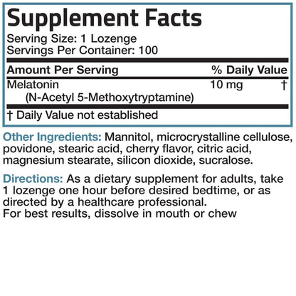 Bronson Melatonin 10mg Fast Dissolve Cherry Flavored Tablets Vegetarian Chewable Lozenges, 360 Count
