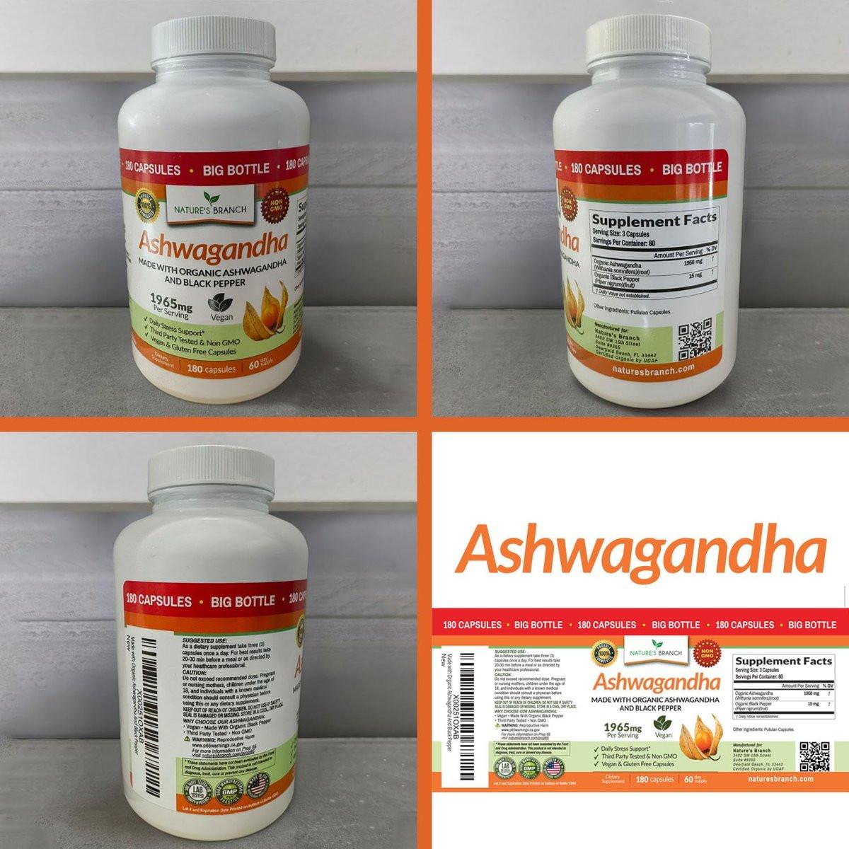 UDAF Certified Organic Ashwagandha with Black Pepper, 1965mg - Extra Strength for Stress, Sleep, Mood, Thyroid, Energy, Hair, Vegan Pure Root Extract Powder Supplement for Men and Women | 180 Capsules - görsel 6