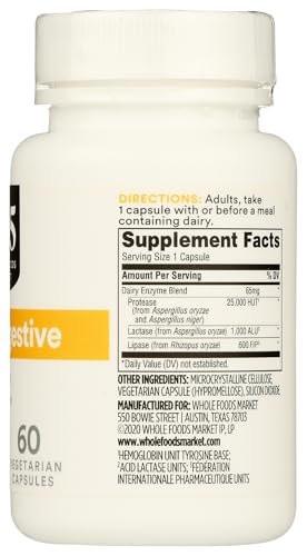365 by Whole Foods Market, Dairy Digestive Enzymes, 60 Count - görsel 7