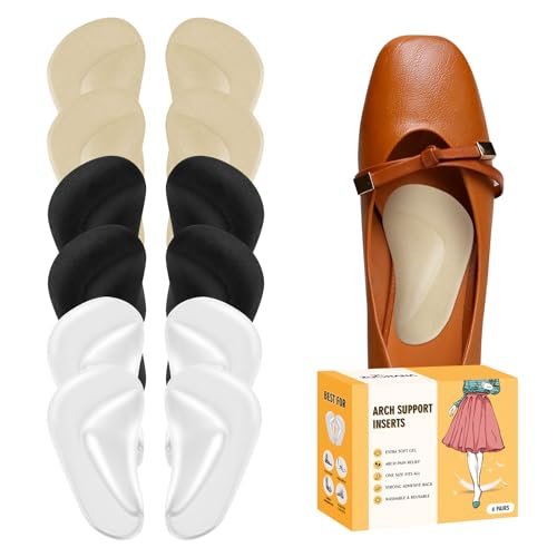 ZUCNANA Arch Support Inserts for Women Flat Feet (12 Pieces) - Soft Gel Arch Support Insoles for Plantar Fasciitis, Reusable Arch Pads for Foot Pain Relief, One Size Fits Any - görsel 2
