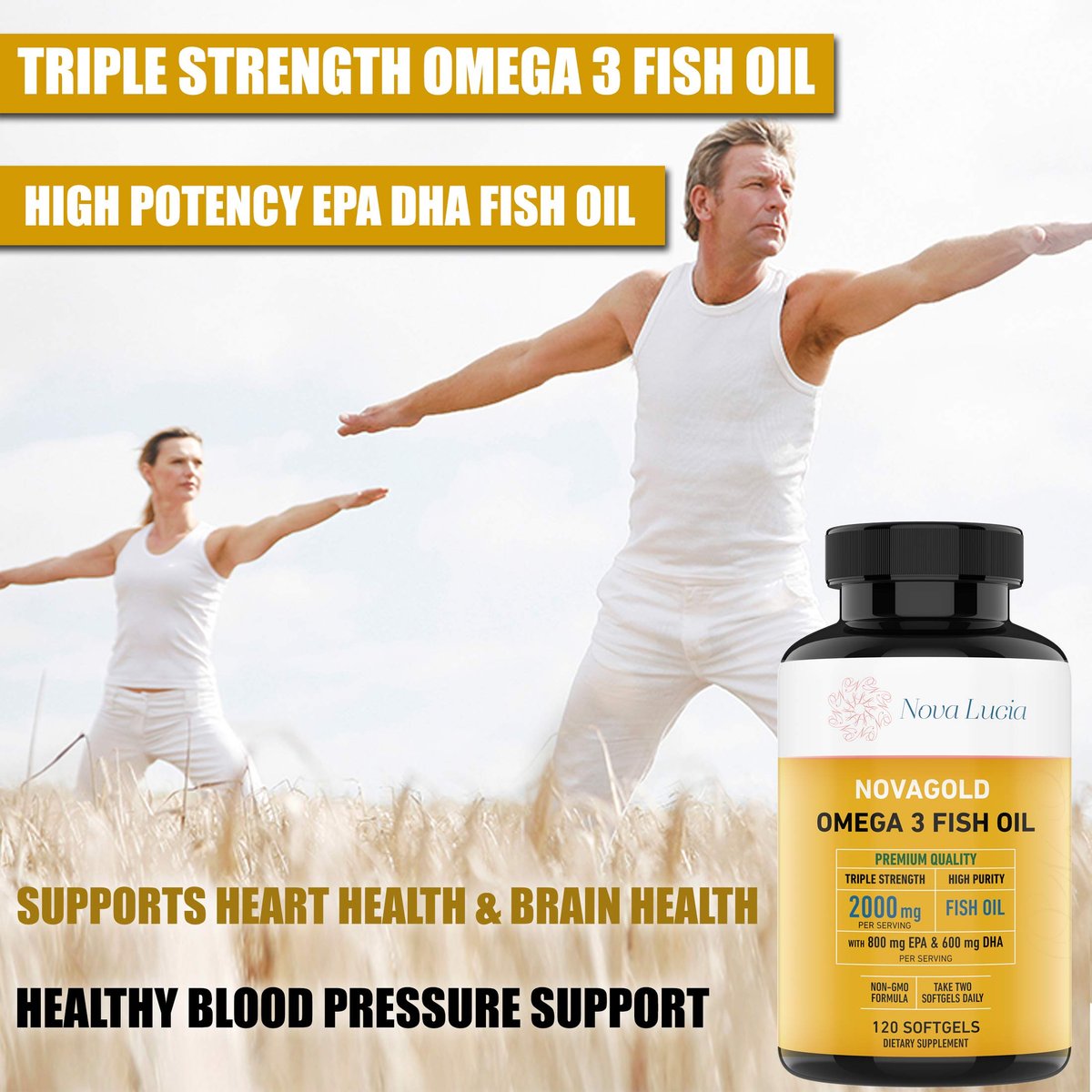 NovaGold Omega 3 Fish Oil – 2000mg High Strength EPA DHA Supplement – Burpless, Easy to Swallow Softgels – Supports Heart, Brain, Joints, Immune & Skin – Non-GMO – 120 Liquid Capsules - görsel 15