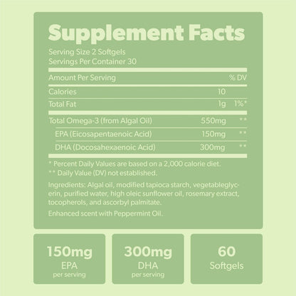 Vegan Omega 3 Supplement - Plant Based DHA & – Carrageenan Free: Unlike many softgel supplements, we avoid – Image 2