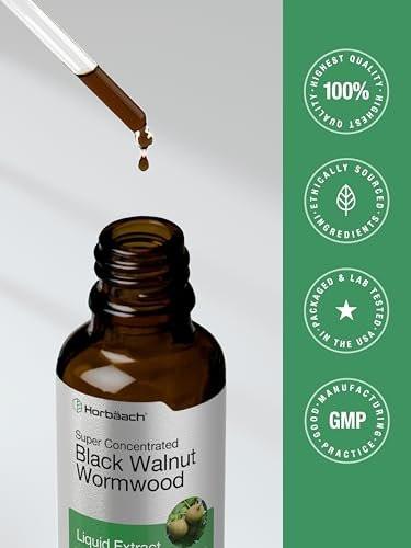 Horbäach Black Walnut Hull Wormwood Extract Tincture | 2 fl oz | Alcohol Free Liquid | Vegetarian, Non-GMO & Gluten Free Supplement - görsel 9