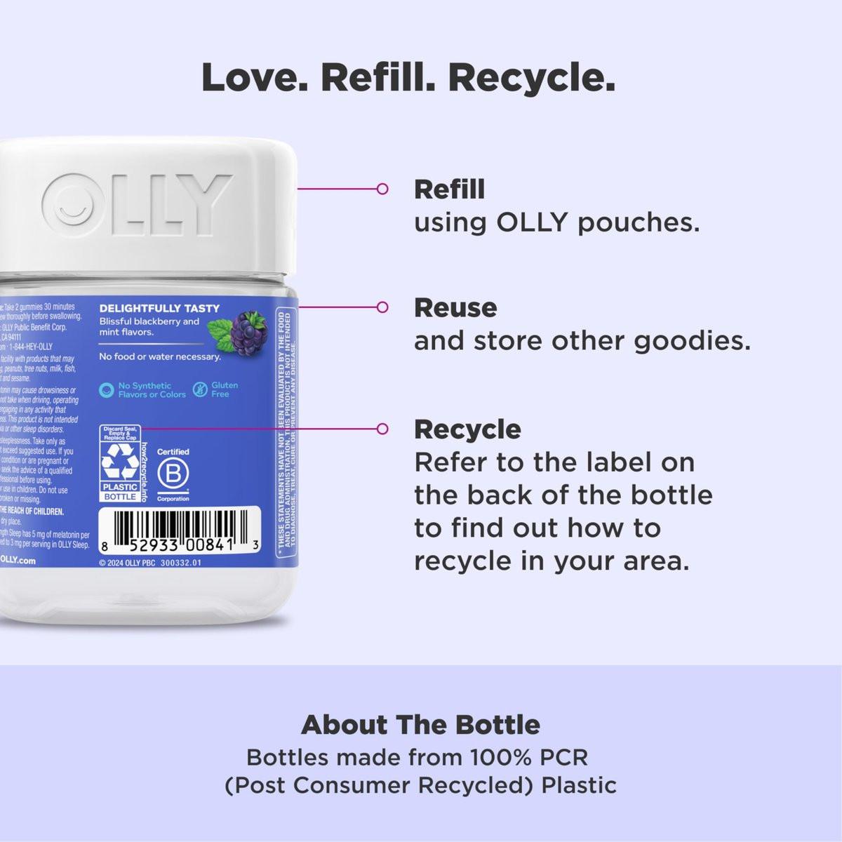 OLLY Extra Strength Sleep Gummy with 5 mg Melatonin, L-Theanine, Chamomile, Lemon Balm, BlackBerry Flavor - 50 Count - görsel 12