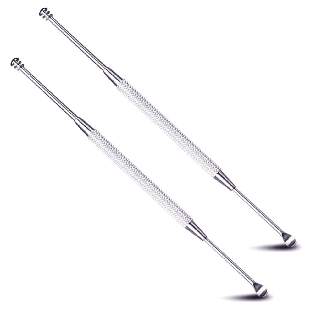 LUXXII 2-Pack Stainless Steel Ear Spoon - Portable Double-Ended Ear Pick for Earwax Removal - Spiral Ear Clean Tool - görsel 1