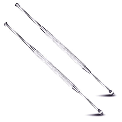 LUXXII 2-Pack Stainless Steel Ear Spoon - Portable Double-Ended Ear Pick for Earwax Removal - Spiral Ear Clean Tool