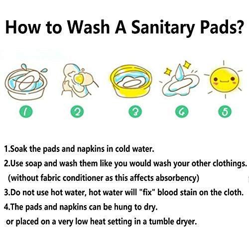 6pcs Reusable Incontinence Pads Reusable Waterproof Reusable Menstrual Pad Sets Including 5Pcs Heavy Flow Menstrual Pads Mama Cloth Sanitary Napkins + 1Pc Mini Wet Bag - görsel 7