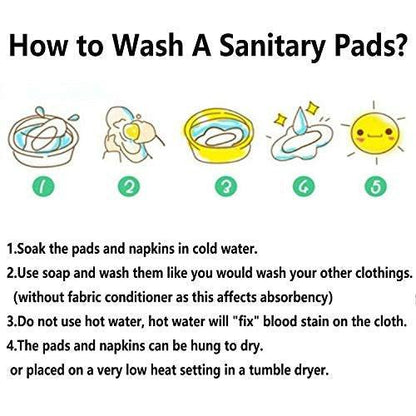 6pcs Reusable Incontinence Pads Reusable Waterproof Reusable Menstrual Pad Sets Including 5Pcs Heavy Flow Menstrual Pads Mama Cloth Sanitary Napkins + 1Pc Mini Wet Bag
