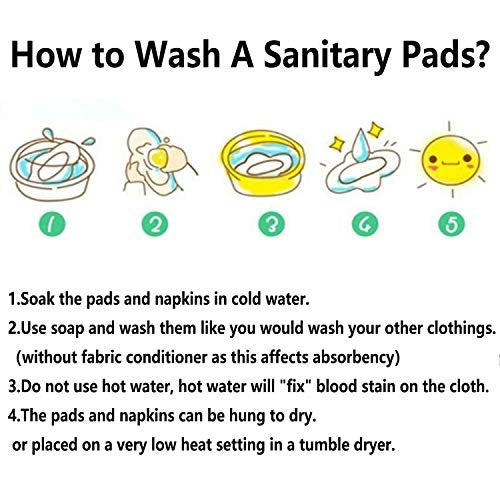 7pcs Pack Cloth Pads Including 1pc Mini Wet Bag +6pcs Bamboo Charcoal Cloth Reusable Menstrual Pads/Reusable Sanitary Pad/Mama Panty Liners (All Randomly Prints) - görsel 6