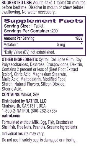 Natrol Melatonin 5mg Fast Dissolve Tablets, Sleep Support Supplements for Adults, Strawberry Flavor, 200 Tablets, Up to 200 Day Supply - görsel 4
