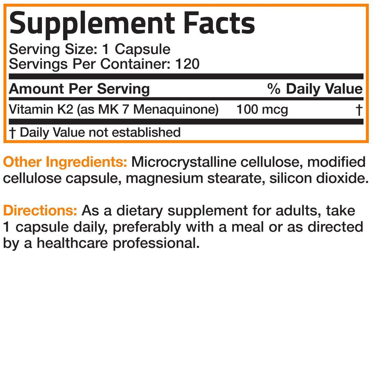 Bronson Vitamin K2 as MK-7 Menaquinone 100 mcg Non-GMO, 120 Capsules - görsel 10