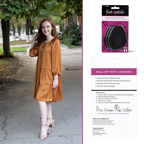 Foot Petals Ball of Foot Cushions, Metatarsal Pad, Lasting Comfort Relief, Prevent Toe Sliding, Overhang, Women's Heels, 3 Pair, Black - görsel 12