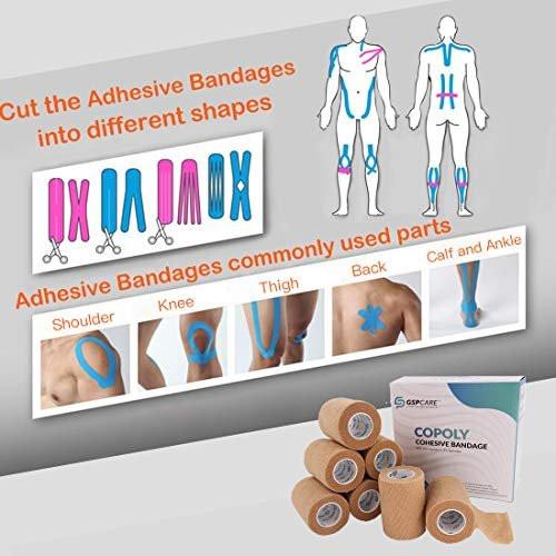 Self Adhesive Wrap Cohesive Bandages 12 Count 3" x 5 Yards, Medical Tape, Adhesive Flexible Breathable First Aid Non Woven Rolls, Stretch Athletic, Ankle Sprains & Swelling, Sports - görsel 4