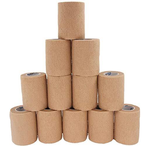 Self Adhesive Wrap Cohesive Bandages 12 Count 3" x 5 Yards, Medical Tape, Adhesive Flexible Breathable First Aid Non Woven Rolls, Stretch Athletic, Ankle Sprains & Swelling, Sports - görsel 2