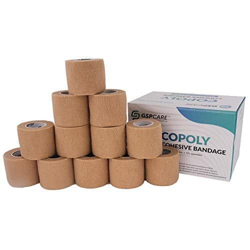 Self Adherent Cohesive Bandages Wrap 12 Count 2" x 5 Yards, Medical Tape, Adhesive Flexible Breathable First Aid Non Woven Rolls, Stretch Athletic, Ankle Sprains & Swelling, Sports… - görsel 2