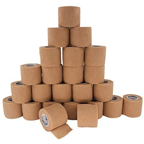 Self Adherent Cohesive Bandages Wrap 24 Count 2" x 5 Yards, Medical Tape, Adhesive Flexible Breathable First Aid Non Woven Rolls, Stretch Athletic, Ankle Sprains & Swelling, Sports - görsel 2