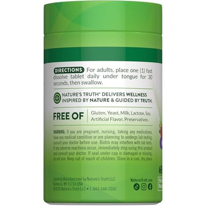 Nature's Truth Biotin 5000mcg | 78 Fast Dissolve Tablets | Natural Berry Flavor | Vegan, Non-GMO & Gluten Free