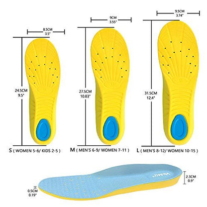 Shoe Insoles for Women Men and Kids, Memory Foam Insoles, Comfortable Sports Shoe Inserts for Shock Absorption and Relieve Foot Pain, Plantar Fasciitis Arch Support Insoles, M(Men 6-9/ Women 7-11)