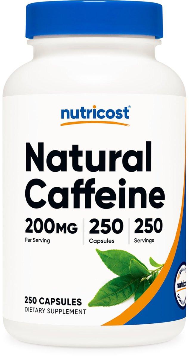 Nutricost Natural Caffeine 200mg, 250 Vegetarian Capsules - Gluten Free, Non-GMO - görsel 1