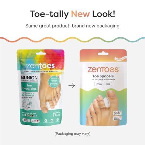ZenToes Clear Gel Toe Separators for Bunions, Spreaders for Overlapping Toes and Drift Pain - 1 Pack of 4 (Clear) - görsel 17